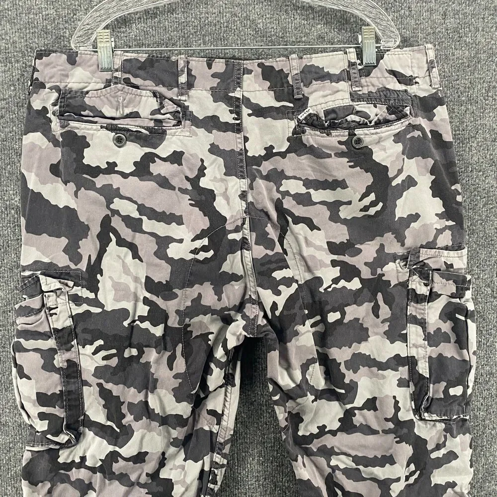 Levis Pants Mens 40x30 Black Gray Camo Cargo Mid Rise Straight Loose Outdoor 90s